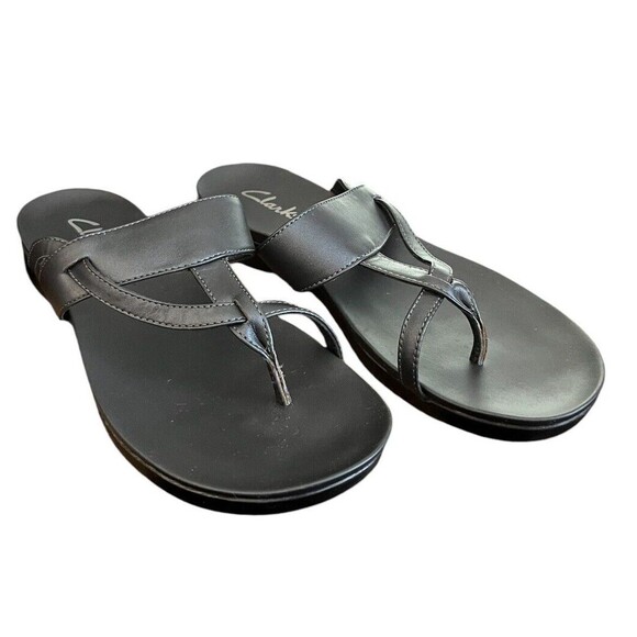 Clarks Women's Leather Comfort Sandal Flip Flop Size 10M - Picture 1 of 6